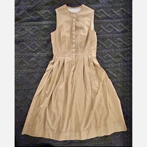 SALZBURGER DIRDNL VTG Linen Embroidered Pleated Maxi Vest Dress Made in Austria